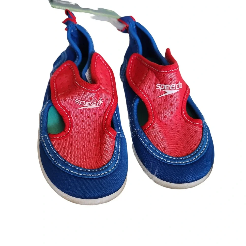 Speedo Hybrid Water Shoes Boys‎ Swim Shoes Blue & Red Sz M 7/8 Kids NWT